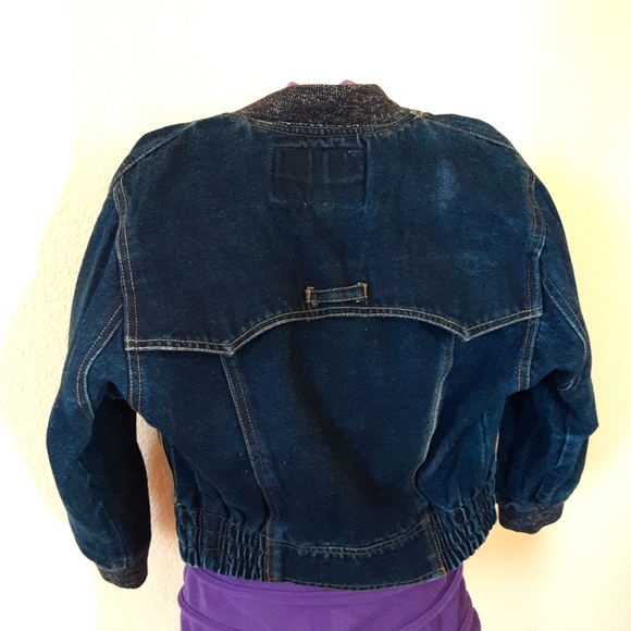 Tomorrow's Generation Vintage Jean Jacket with Leather Trim - Picture 4 of 7